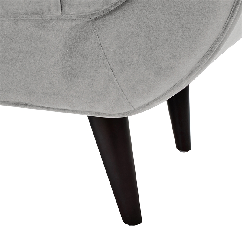 Maklaine Contemporary Tufted Flared Arm Entryway Bench in Opal Grey