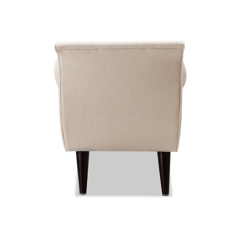 Maklaine Contemporary Tufted Flared Arm Entryway Bench in Cream Polyester