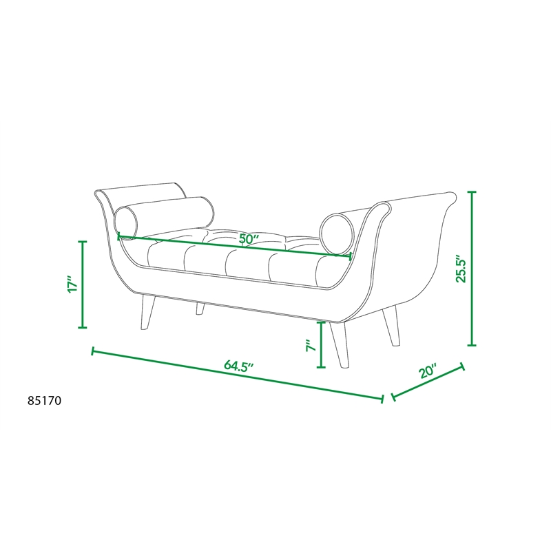 Maklaine Contemporary Tufted Flared Arm Entryway Bench in Cream Polyester