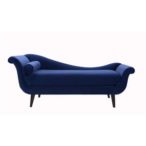 maklaine contemporary hardwood chaise in navy blue