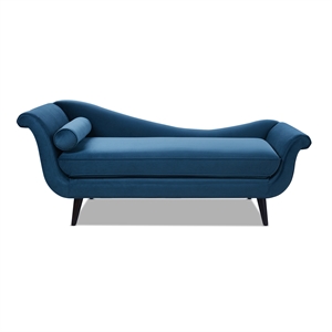maklaine contemporary hardwood chaise in satin teal