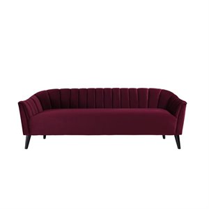 maklaine contemporary hardwood accent sofa in burgundy