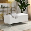 Maklaine Mid-Century Storage Hardwood Bench in Bright White
