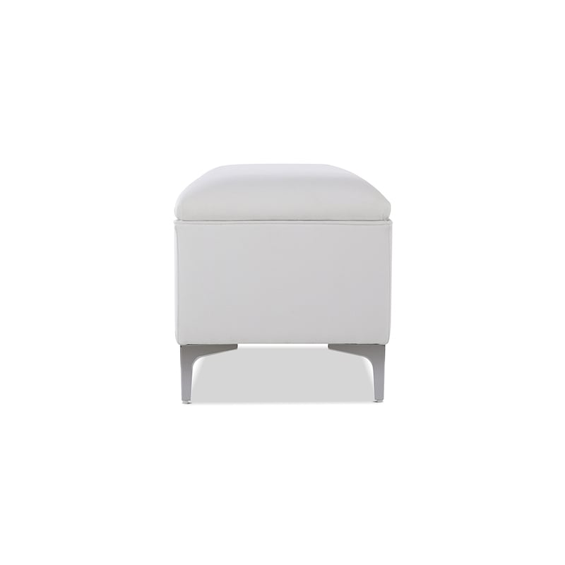 Maklaine Mid-Century Storage Hardwood Bench in Bright White