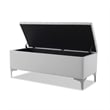 Maklaine Mid-Century Storage Hardwood Bench in Bright White