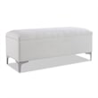 Maklaine Mid-Century Storage Hardwood Bench in Bright White