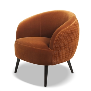 maklaine mid-century modern ruched barrel chair in burnt orange