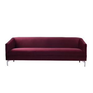 maklaine mid-century hardwood tight back sofa in burgundy