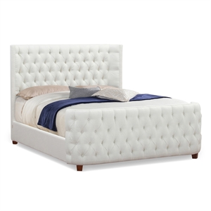 maklaine modern hardwood queen tufted bed in antique white