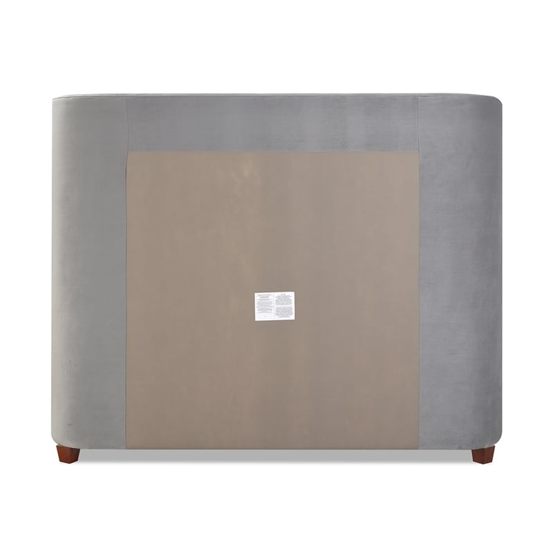 Maklaine Modern Hardwood Queen Tufted Velvet Bed in Opal Grey