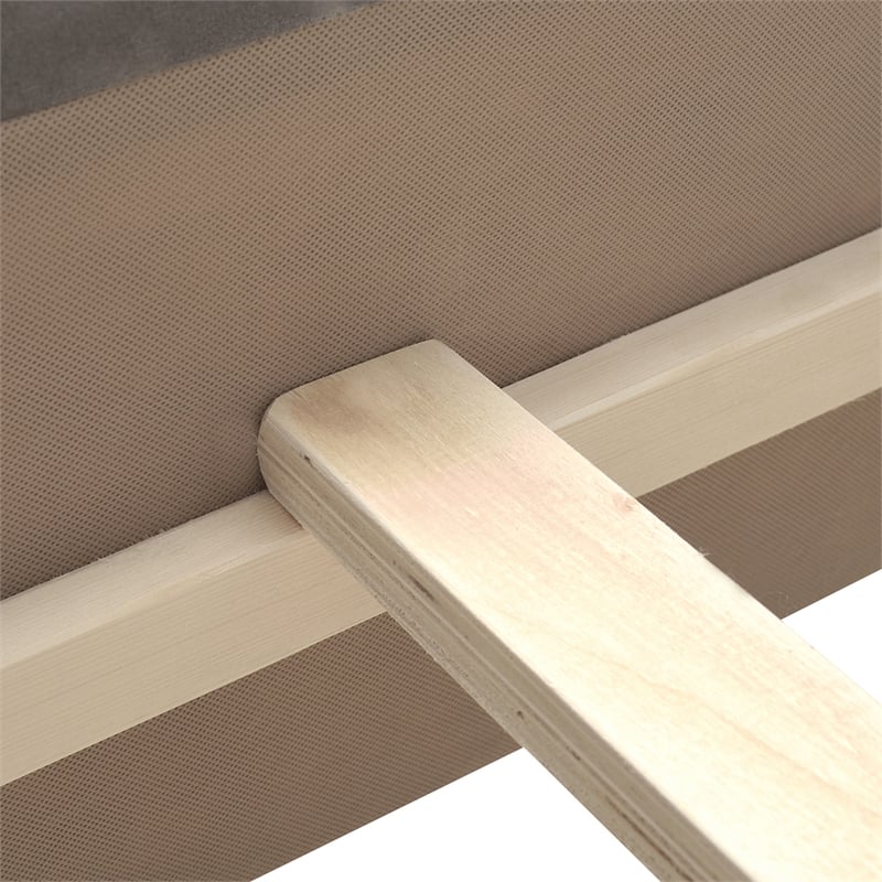 Maklaine Modern Hardwood Queen Tufted Velvet Bed in Opal Grey
