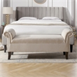 Maklaine Modern Roll Arm Entryway Accent Bench in Sky Neutral