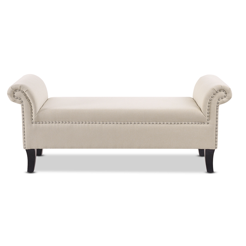 Maklaine Modern Roll Arm Entryway Accent Bench in Sky Neutral