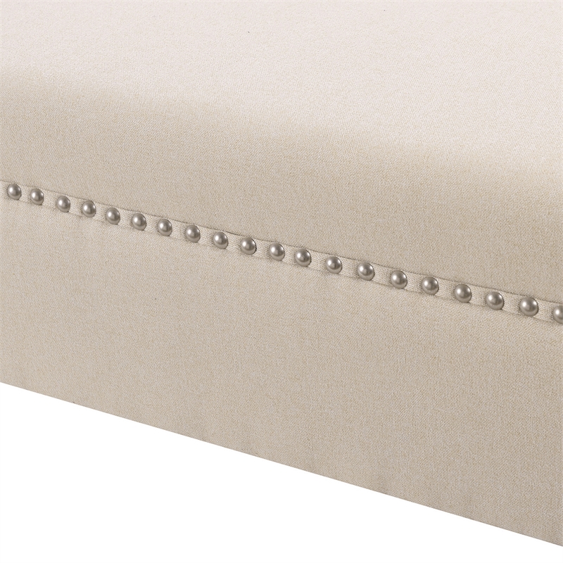 Maklaine Modern Roll Arm Entryway Accent Bench in Sky Neutral