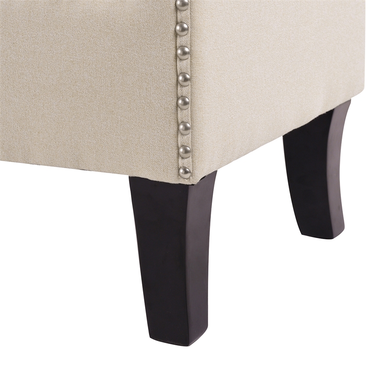 Maklaine Modern Roll Arm Entryway Accent Bench in Sky Neutral