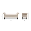 Maklaine Modern Roll Arm Entryway Accent Bench in Sky Neutral