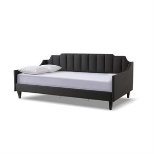 maklaine contemporary tufted sofa bed daybed in jet black