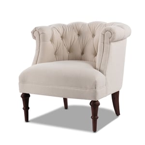 Maklaine Mid-Century Hardwood Tufted Accent Chair in Sky Neutral