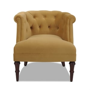 Maklaine Mid-Century Hardwood Tufted Accent Chair in Gold