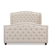 Maklaine Modern Hardwood Tufted Wingback Queen Bed in Sky Neutral