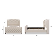 Maklaine Modern Hardwood Tufted Wingback Queen Bed in Sky Neutral