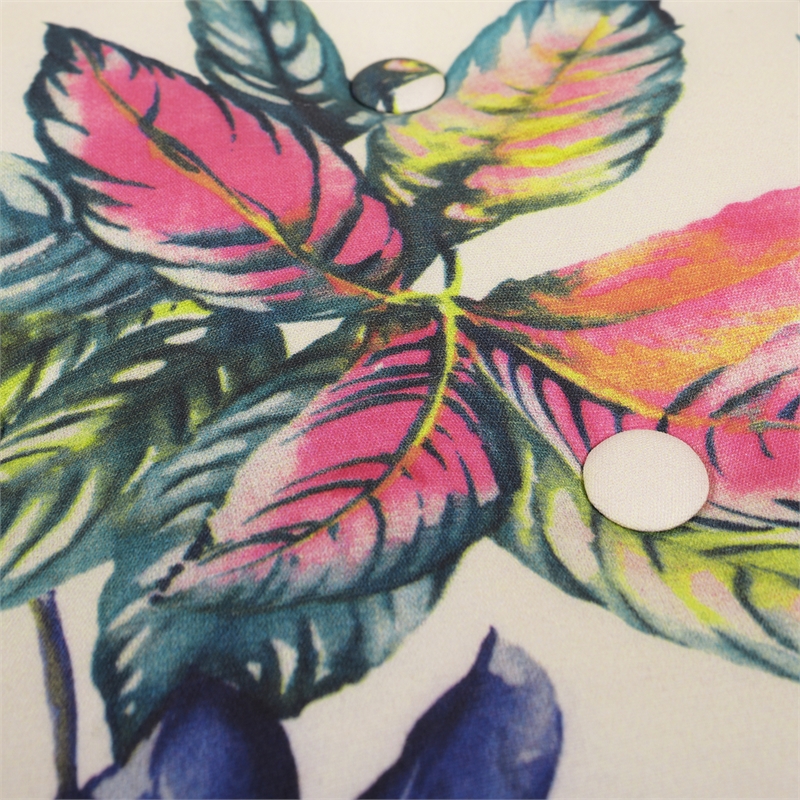 Maklaine Traditional Tufted Decorative Round Ottoman in Off White Floral