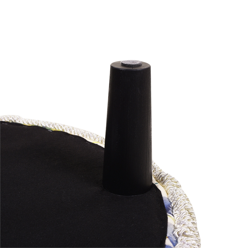 Maklaine Traditional Tufted Decorative Round Ottoman in Off White Floral