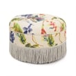 Maklaine Traditional Tufted Decorative Round Ottoman in Off White Floral