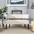 Maklaine Modern Roll Arm Tufted Polyester Fabric Bench in Cream