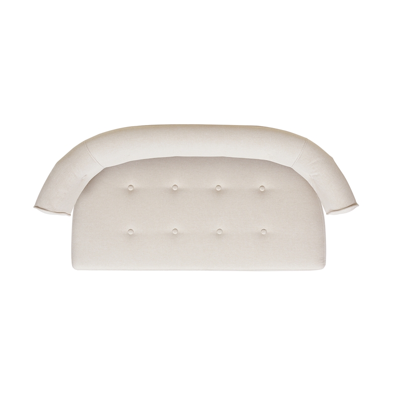 Maklaine Modern Roll Arm Tufted Polyester Fabric Bench in Cream