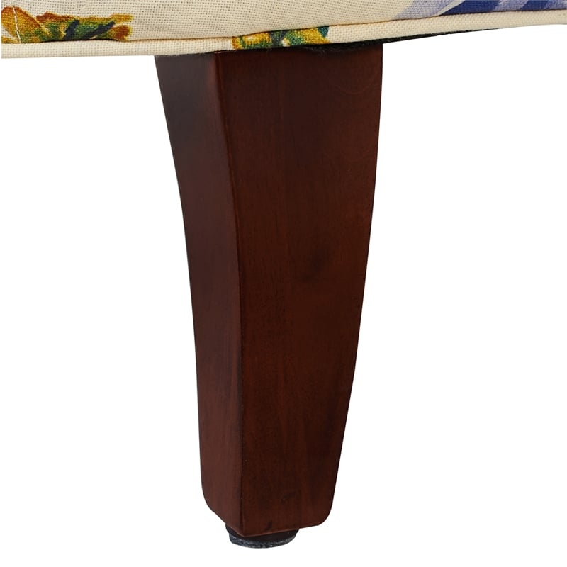 Maklaine Modern Hardwood Upholstered Arm Chair Off in White Floral