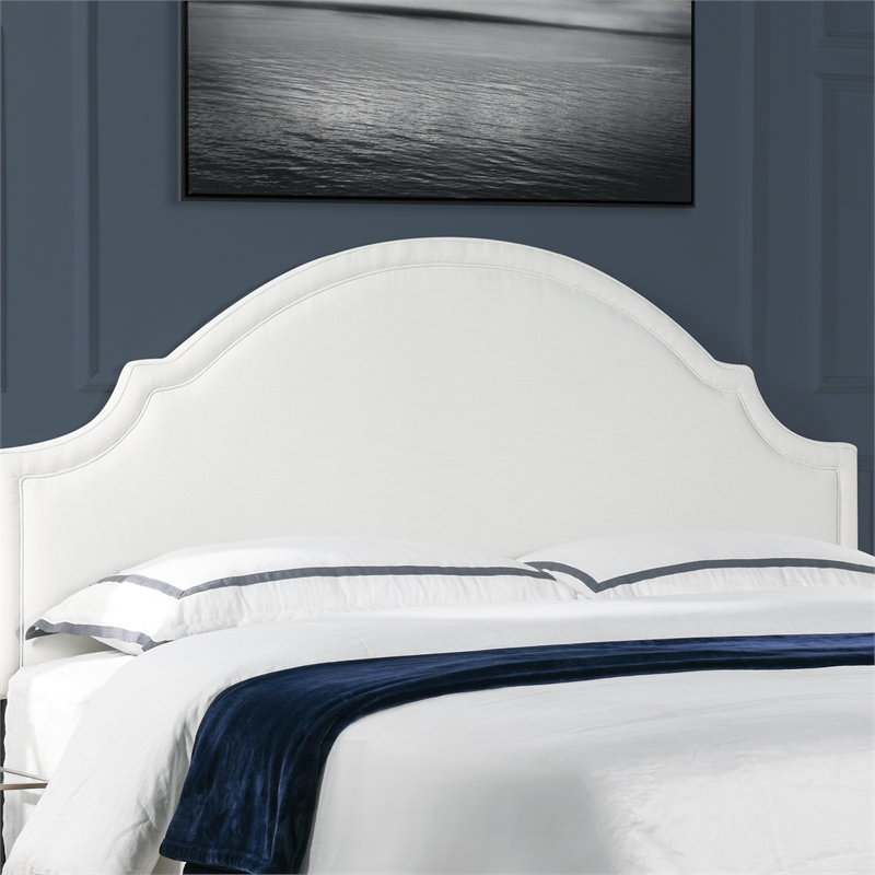 Maklaine Modern Fabric Upholstered King Headboard in Antique White