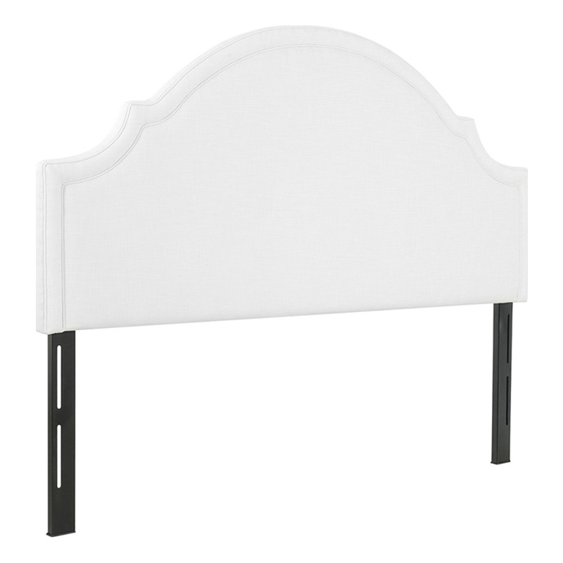 Maklaine Modern Fabric Upholstered King Headboard in Antique White