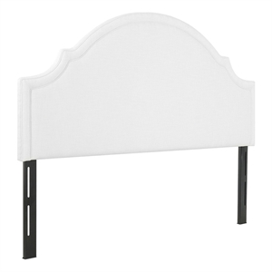 Maklaine Modern Fabric Upholstered King Headboard in Antique White