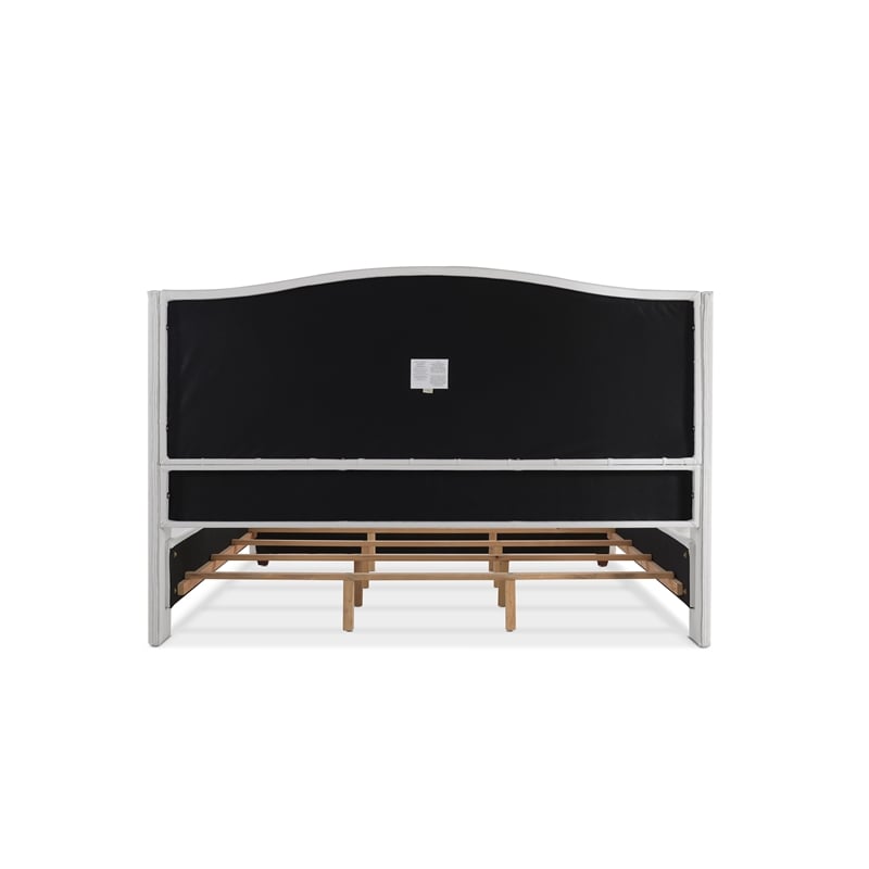 Maklaine Modern Hardwood Tufted Wingback King Bed in Bright White