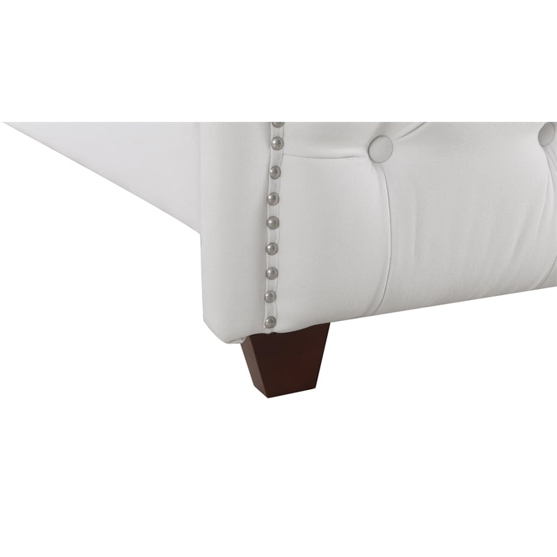 Maklaine Modern Hardwood Tufted Wingback King Bed in Bright White