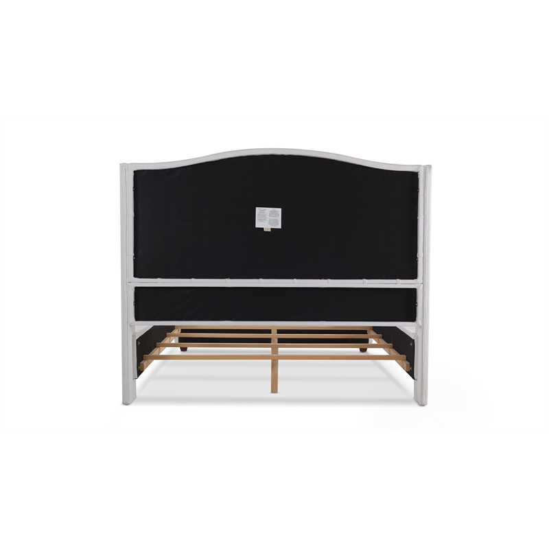 Maklaine Modern Hardwood Tufted Wingback Queen Bed in Bright White