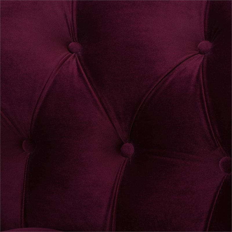 Maklaine Mid-Century Hardwood Tufted Accent Chair in Burgundy