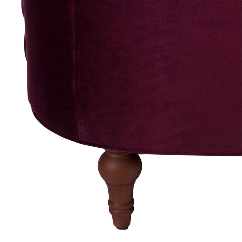 Maklaine Mid-Century Hardwood Tufted Accent Chair in Burgundy