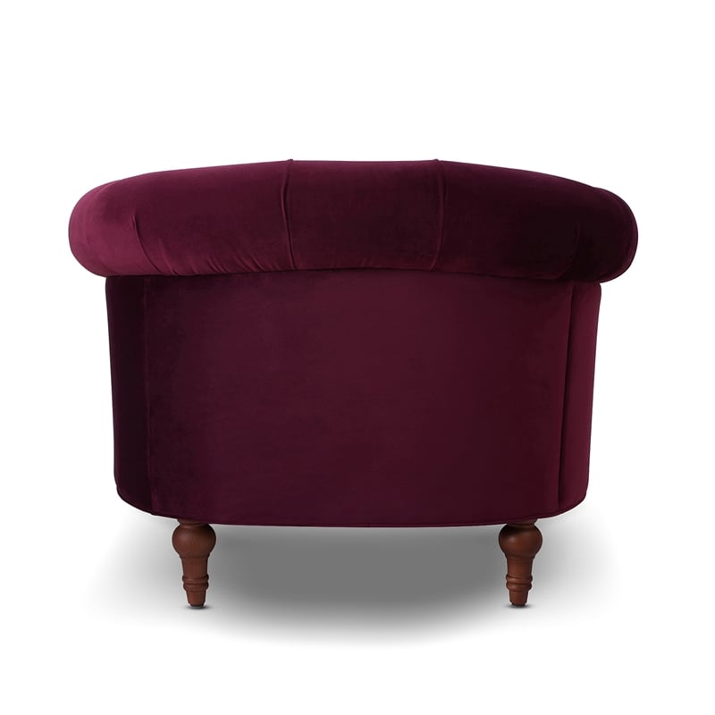 Maklaine Mid-Century Hardwood Tufted Accent Chair in Burgundy