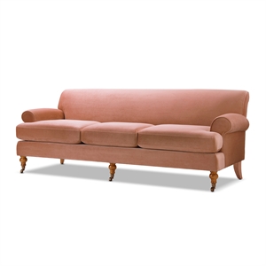 Maklaine Contemporary Hardwood Sofa with Metal Casters in Peach Orange