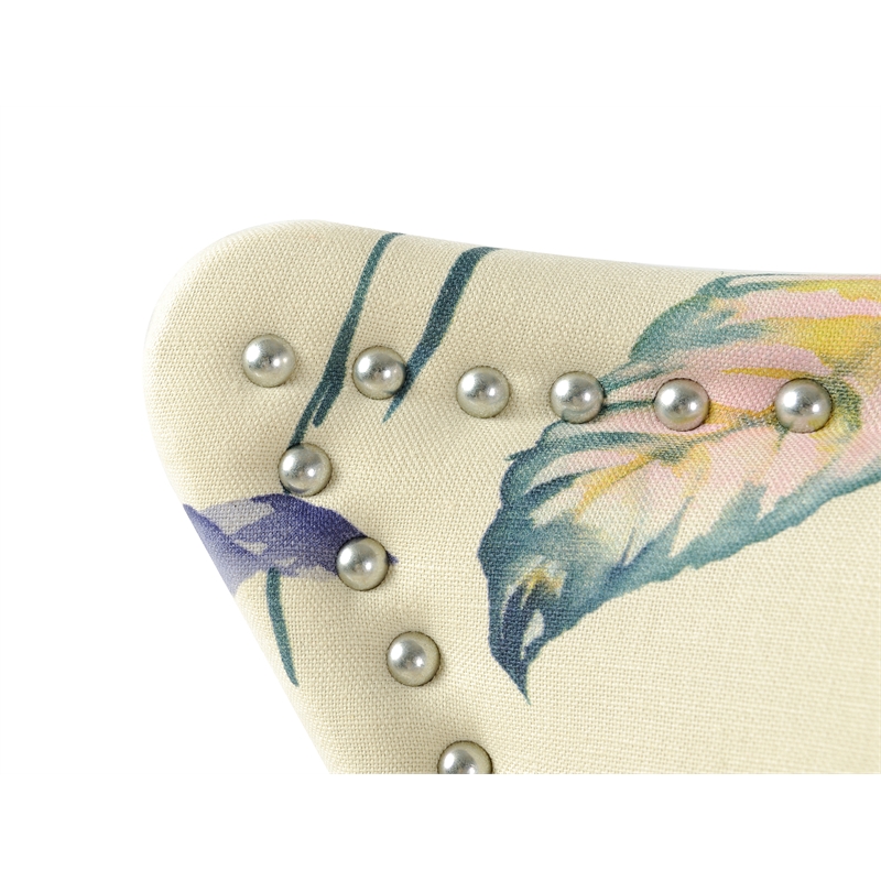 Maklaine Modern Hardwood Upholstered Accent Chair Off in White Floral