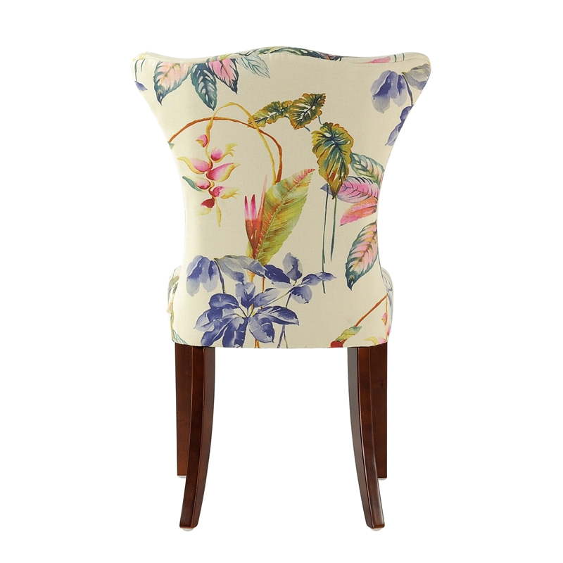 Maklaine Modern Hardwood Upholstered Accent Chair Off in White Floral