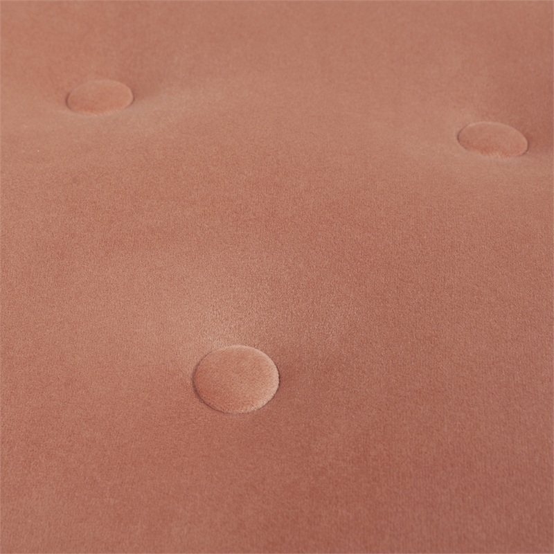 Maklaine Traditional Tufted Decorative Round Ottoman in Orange