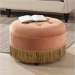 Maklaine Traditional Tufted Decorative Round Ottoman in Orange