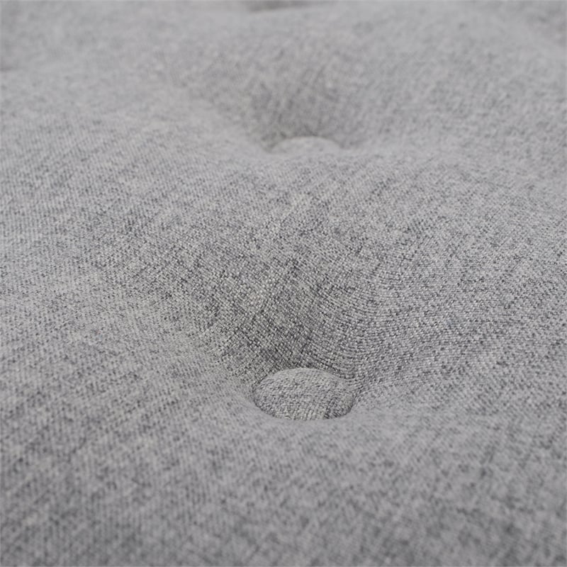 Maklaine Traditional Tufted Decorative Round Ottoman in Light Grey