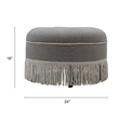 Maklaine Traditional Tufted Decorative Round Ottoman in Light Grey