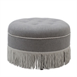 Maklaine Traditional Tufted Decorative Round Ottoman in Light Grey
