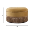 Maklaine Traditional Tufted Decorative Round Ottoman in Gold Velvet