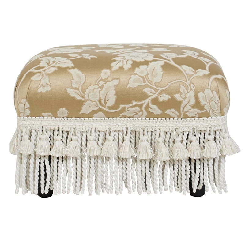 Maklaine Traditional Decorative Hardwood Footstool in Neutral